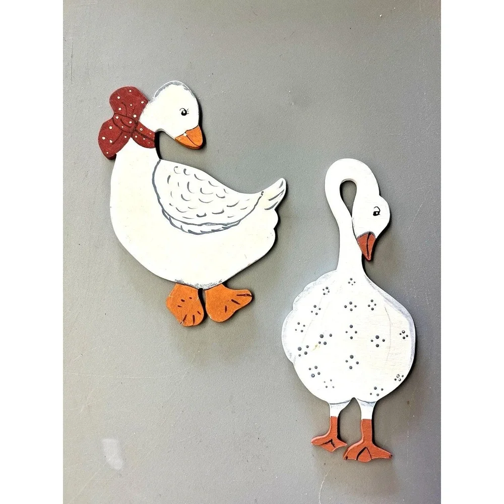 Geese Goose Wood Cut Out Vintage Cottagecore Grannycore Figure Wall Decor 6